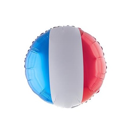 BALLON METALLIQUE ROND DRAPEAU DE FRANCE 46 CM 