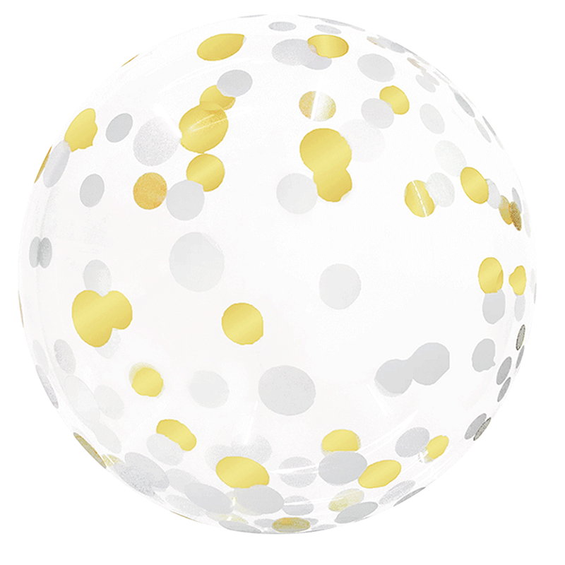 BALLON DECOBUBBLE GRAND CONFETTIS OR ET ARGENT 45 CM BALLON DECOBUBBLE GRAND CONFETTIS OR ET ARGENT 45 CM