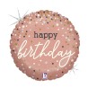 BALLON METALLIQUE ROND HAPPY BIRTHDAY ROSE GOLD 46 CM 