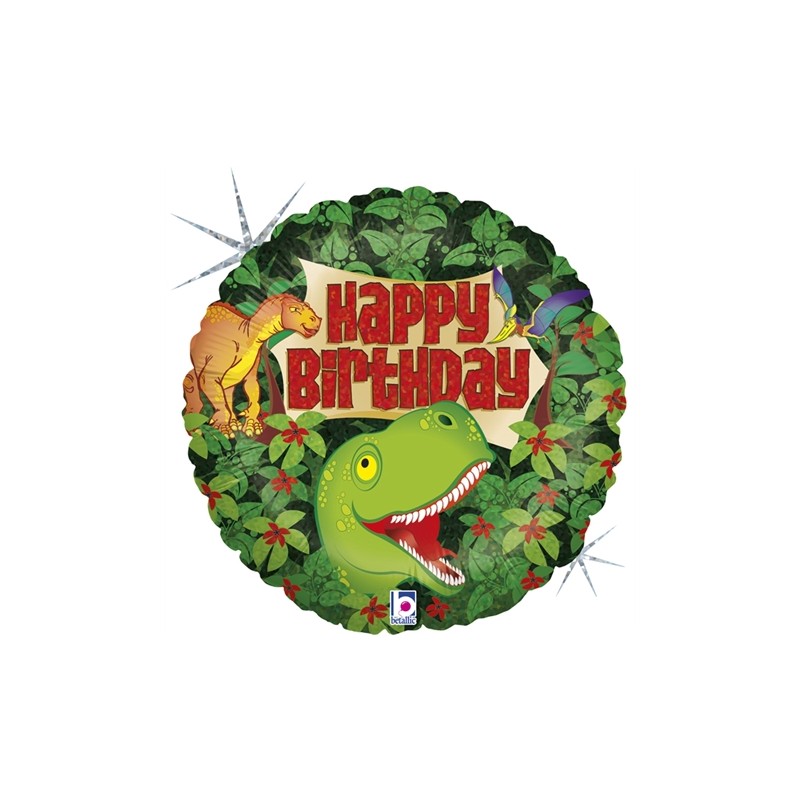 BALLON METALLIQUE ROND DINOSAURES HAPPY BIRTHDAY 46 CM BALLON METALLIQUE ROND DINOSAURES HAPPY BIRTHDAY 46 CM