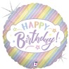 BALLON METALLIQUE ROND HAPPY BIRTHDAY PASTEL 46 CM 