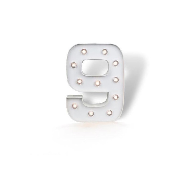 CHIFFRE 9 LED BLANCHE 25 CM CHIFFRE 9 LED BLANCHE 25 CM
