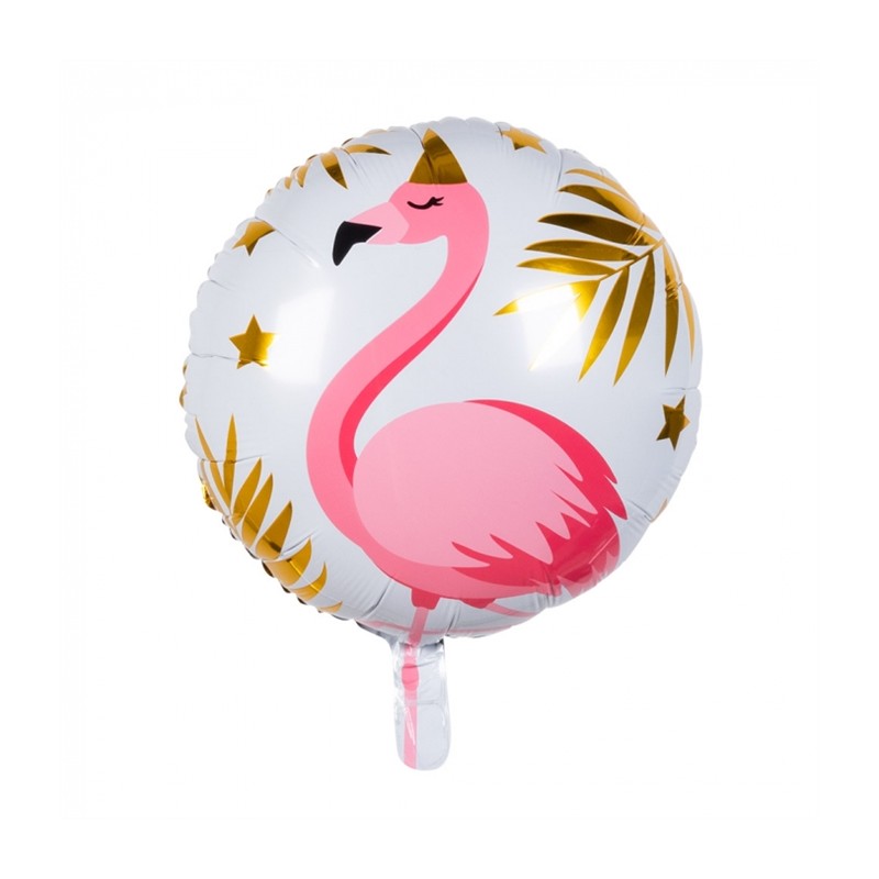 BALLON METALLIQUE ROND FLAMANT ROSE 45 CM 