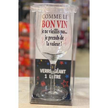 VERRE A VIN XXXL COMME LE BON VIN JE NE VIEILLIS PAS