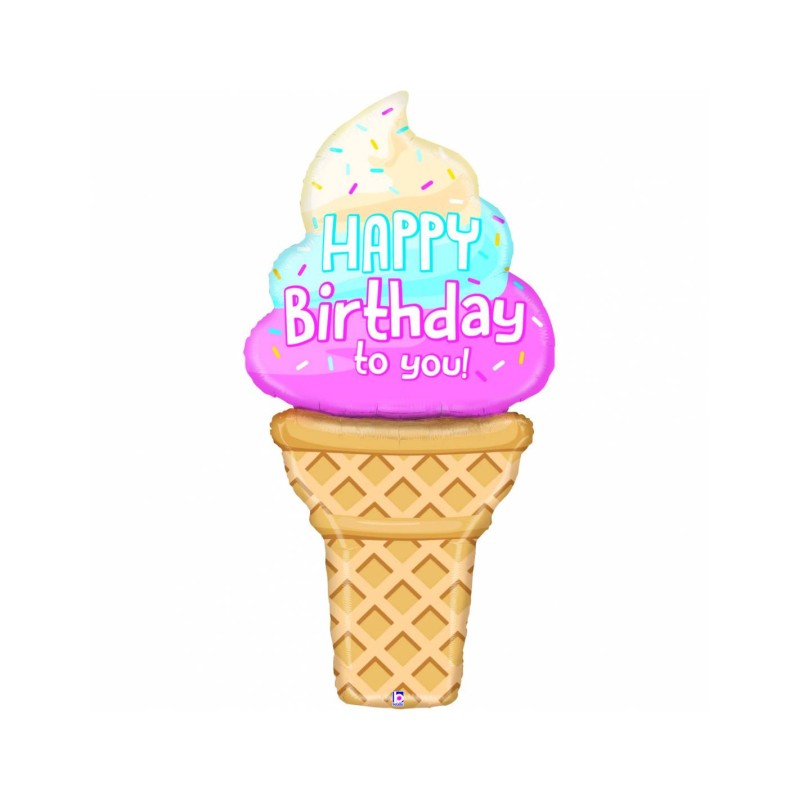 BALLON METALLIQUE CORNET DE GLACE HAPPY BIRTHDAY 188 CM BALLON METALLIQUE CORNET DE GLACE HAPPY BIRTHDAY 188 CM