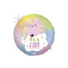 BALLON METALLIQUE ROND IT'S A LICORNE PASTEL 46 CM 