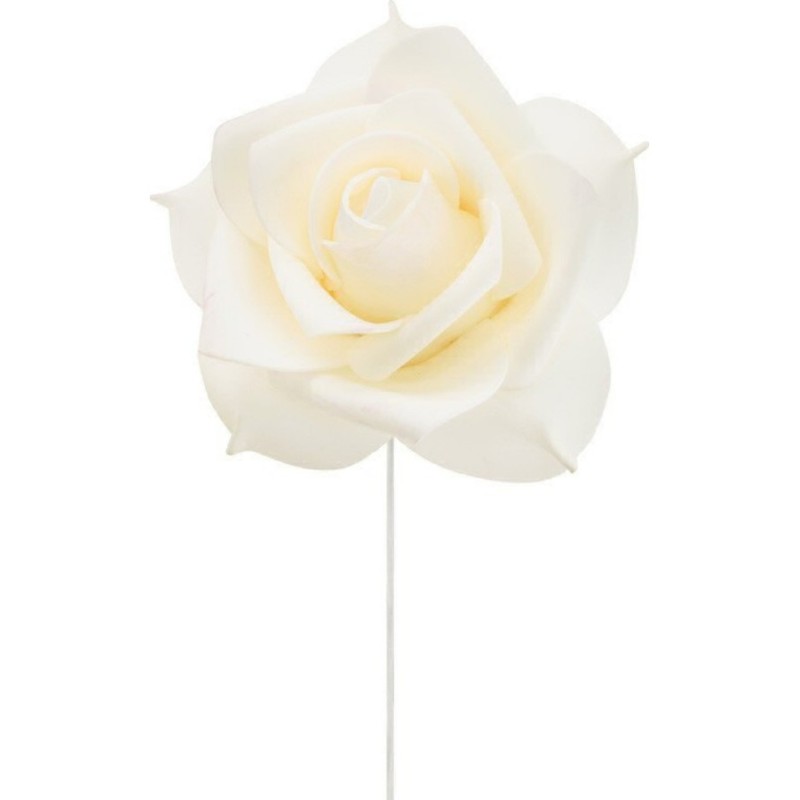 ROSE IVOIRE SUR TIGE DIAMETRE 19 CM ROSE IVOIRE SUR TIGE DIAMETRE 19 CM