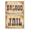 2 DECORATIONS MURALES  WESTERN SALOON ET JAIL