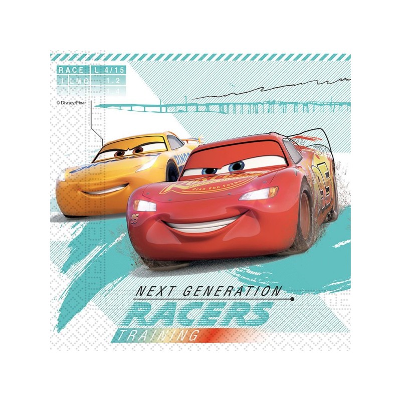 20 SERVIETTES FLASH MC QUEEN CARS 3 33 X 33 CM 20 SERVIETTES FLASH MC QUEEN CARS 3 33 X 33 CM