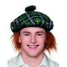 BERET ECOSSAIS  VERT AVEC CHEVEUX 