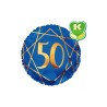 BALLON METALLIQUE ROND BLEU ET OR 50 ANS 46 CM 
