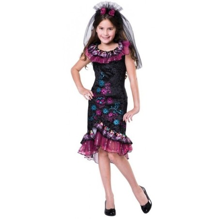 DEGUISEMENT FILLE DAY OF THE DEAD TAILLE 152 CM 