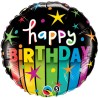 BALLON METALLIQUE ROND NOIR HAPPY BIRTHDAY 46 CM 