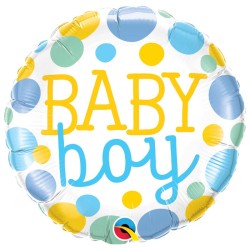 BALLON METALLIQUE BABY BOY CONFETTIS BLEU 46 CM 