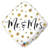 BALLON METALLIQUE MR & MRS CONFETTIS OR 46 CM 