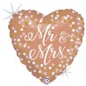 BALLON METALLIQUE COEUR MR & MRS CONFETTIS ROSE GOLD  46 CM 