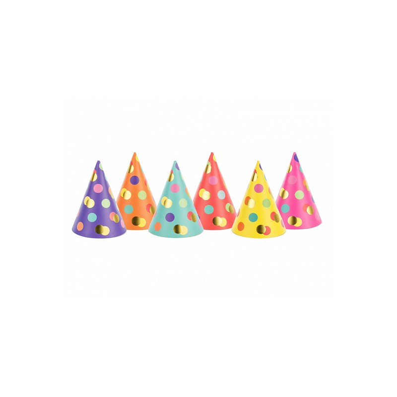 6 CHAPEAUX POINTUS MULTICOLORES 11 CM 6 CHAPEAUX POINTUS MULTICOLORES 11 CM