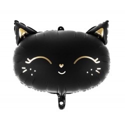 BALLON METALLIQUE TETE DE CHAT NOIR 48 X 36 CM 