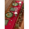 CHEMIN DE TABLE NOEL CHIC ROUGE AVEC BORDURE OR 28 CM X 250 CM 