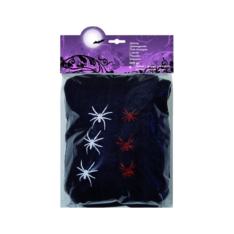 TOILE D'ARAIGNEE NOIRE AVEC ARAIGNEE 100G TOILE D'ARAIGNEE NOIRE AVEC ARAIGNEE 100G