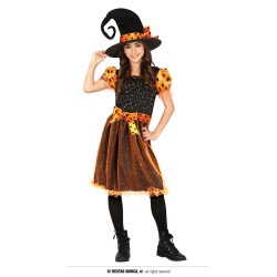DEGUISEMENT SORCIERE ORANGE TAILLE 5-6 ANS