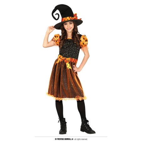 DEGUISEMENT SORCIERE ORANGE TAILLE 5-6 ANS