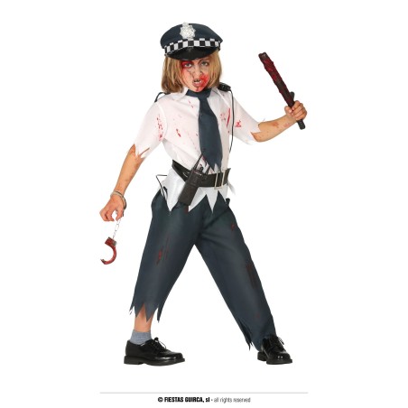 DEGUISEMENT POLICIER ZOMBIE HALLOWEEN TAILLE 7-9 ANS