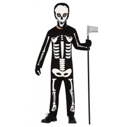 DEGUISEMENT ENFANT SQUELETTE NOIR ET BLANC AVEC MASQUE  TAILLE 5-6 ANS 