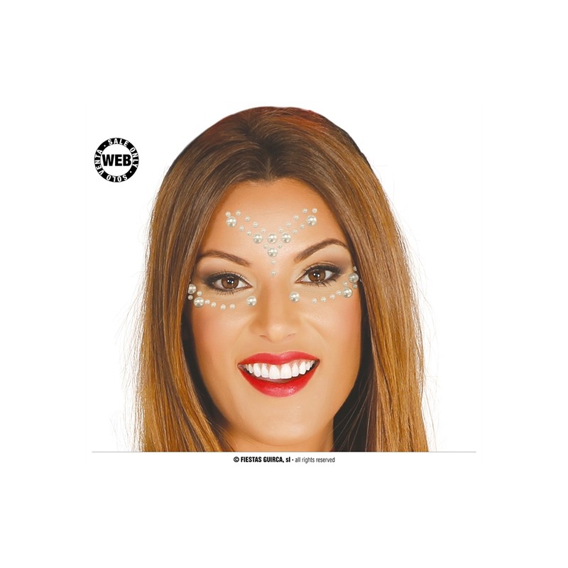 BIJOUX OU STRASS DE VISAGE PERLES BLANCHES BIJOUX OU STRASS DE VISAGE PERLES BLANCHES