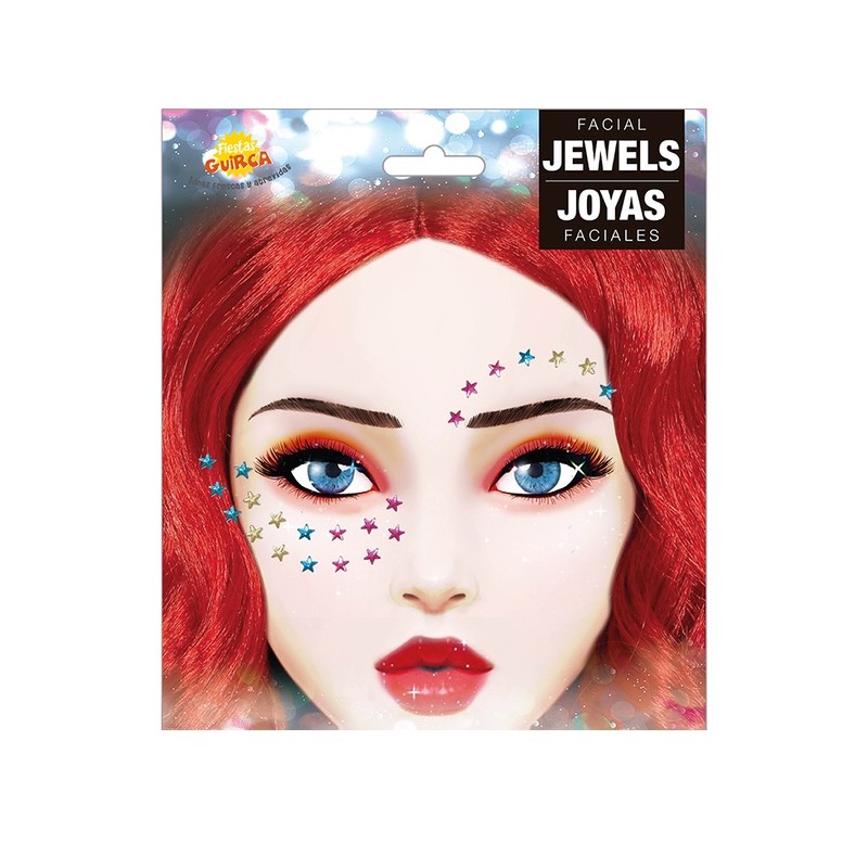 BIJOUX OU STRASS DE VISAGE ETOILES MULTICOLORES BIJOUX OU STRASS DE VISAGE ETOILES MULTICOLORES