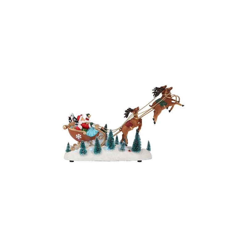 AUTOMATE  TRAINEAU DU PERE NOEL ANIME ET LUMINEUX