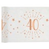 CHEMIN DE TABLE 40 ANS BLANC ET ROSE GOLD 30 CM X 5 M 
