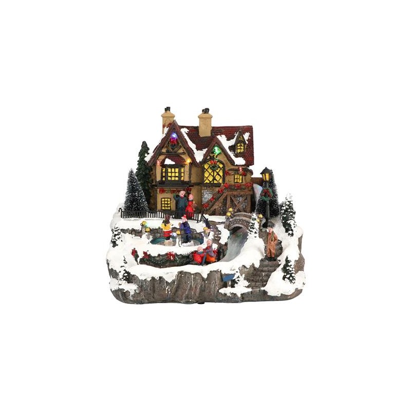 AUTOMATE VILLAGE DE NOEL AVEC PATINOIRE LUMINEUX, ANIME ET MUSICAL AUTOMATE VILLAGE DE NOEL AVEC PATINOIRE LUMINEUX, ANIME ET MUSICAL