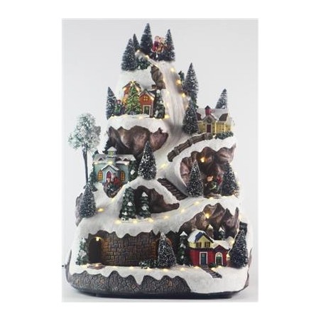 AUTOMATE MONTAGNE DE NOEL  LUMINEUSE, ANIMEE ET MUSICALE 