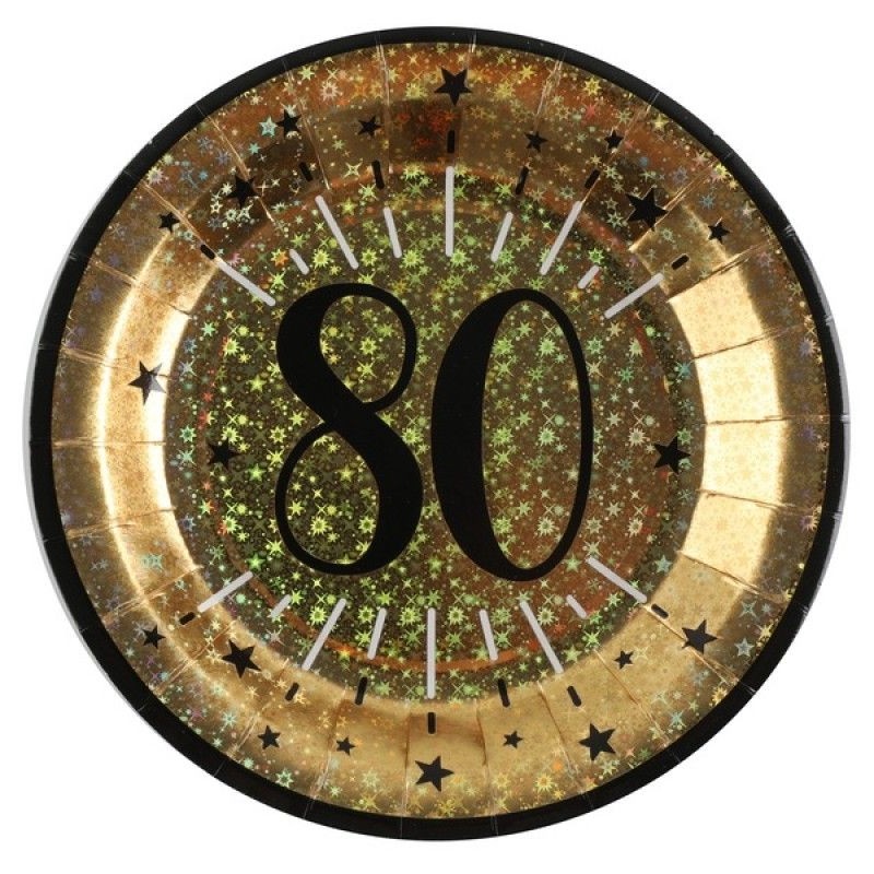10 ASSIETTES ROND ETINCELANT METAL OR 80 ANS NOIR 10 ASSIETTES ROND ETINCELANT METAL OR 80 ANS NOIR