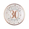 10 ASSIETTES ROND ETINCELANT METAL BLANC 30 ANS ROSE GOLD