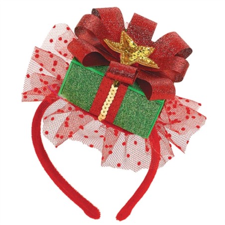 SERRE-TETE CADEAU ROUGE ET VERT