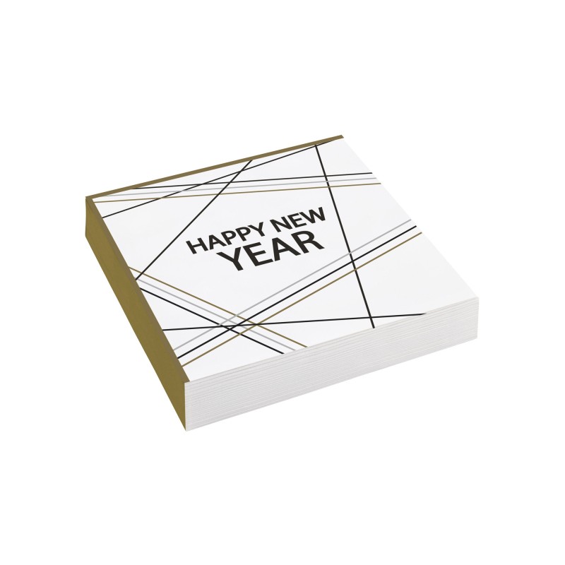 20 SERVIETTES BLANC HAPPY NEW YEAR 33 X 33 CM 20 SERVIETTES BLANC HAPPY NEW YEAR 33 X 33 CM