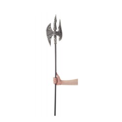 DOUBLE HACHE OU HALLEBARDE MEDIEVALE EN PLASTIQUE 120 CM