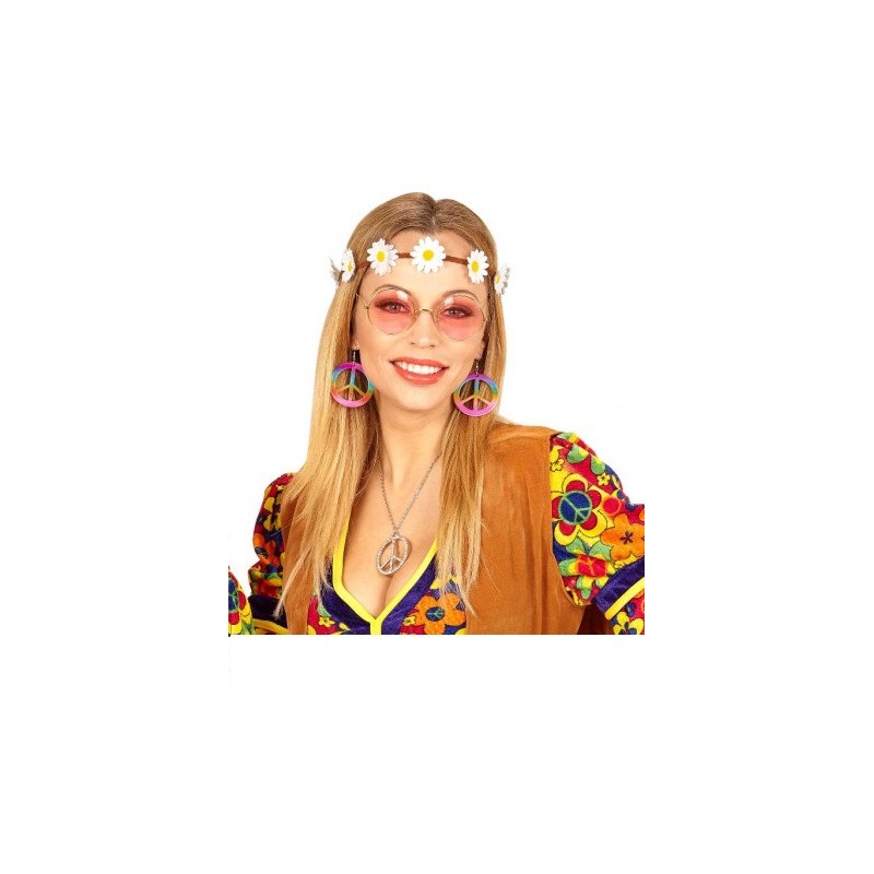 SET HIPPIE ANNEES 60 BANDEAU MARGUERITE + BOUCLES D'OREILLES + LUNETTES SET HIPPIE ANNEES 60 BANDEAU MARGUERITE + BOUCLES D'OREILLES + LUNETTES