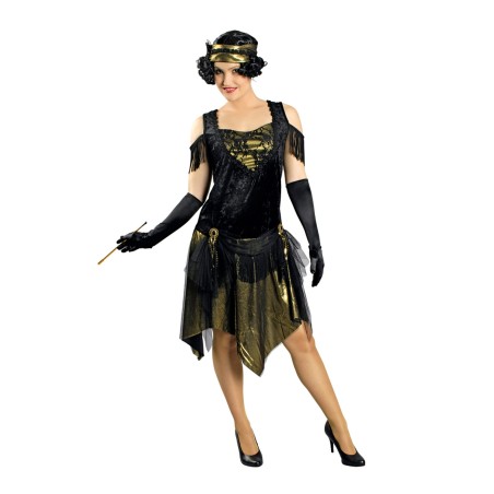 DEGUISEMENT FEMME CHARLESTONE OR ET NOIR TAILLE 36-38 