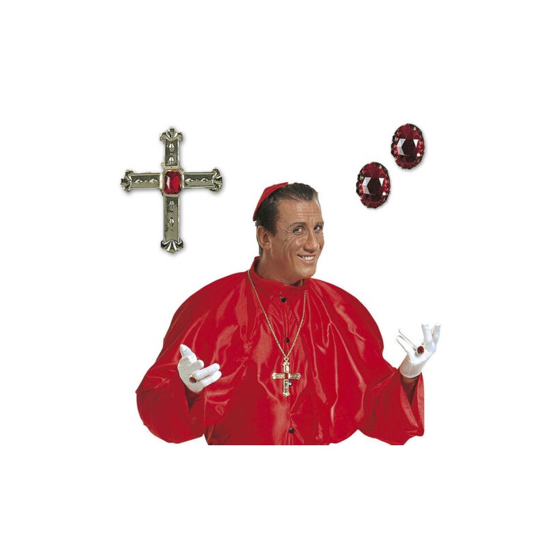 SET BIJOUX DE CARDINAL CROIX + 2 BAGUES PIERRE ROUGE SET BIJOUX DE CARDINAL CROIX + 2 BAGUES PIERRE ROUGE