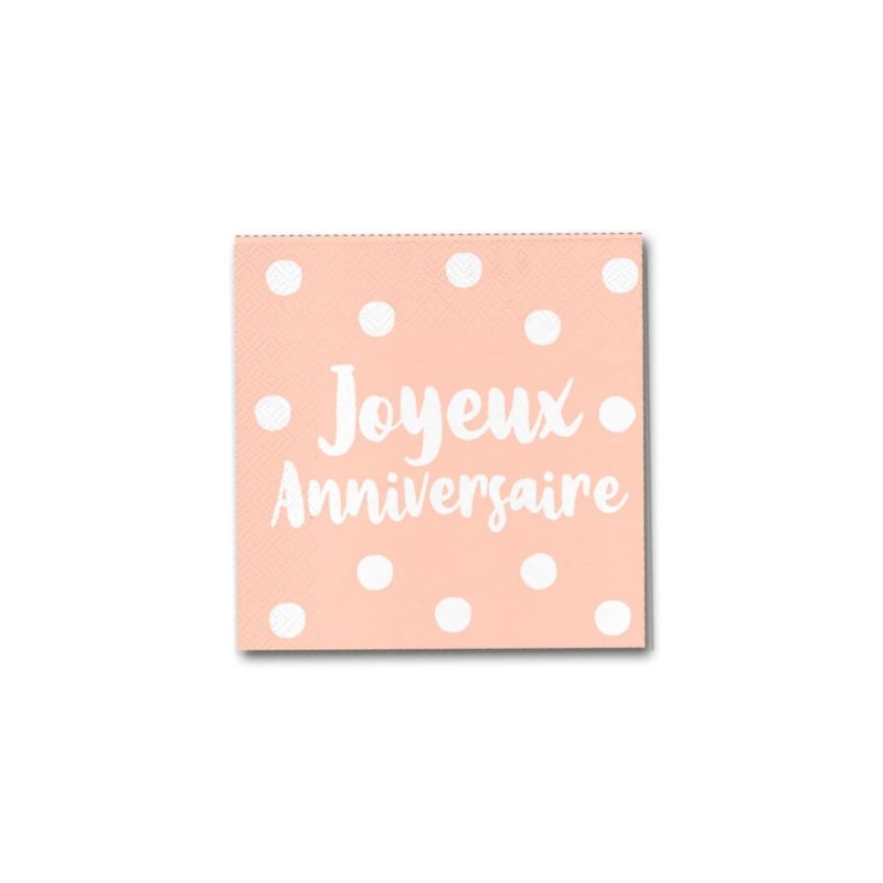 12 SERVIETTE CARREE JOYEUX ANNIVERSAIRE ROSE GOLD 33 X 33 CM 12 SERVIETTE CARREE JOYEUX ANNIVERSAIRE ROSE GOLD 33 X 33 CM