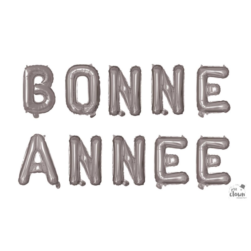 BALLON METALLIQUE BONNE ANNEE HAUTEUR 30 CM ARGENT BALLON METALLIQUE BONNE ANNEE HAUTEUR 30 CM ARGENT