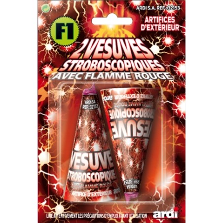 2 VESUVES STROBOSCOPIQUES AVEC FLAMMES ROUGE 