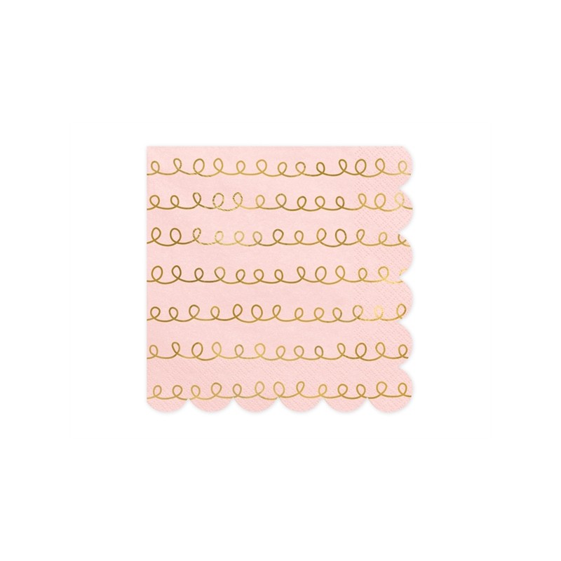 20 SERVIETTES FESTONNEES ROSE PASTEL ET OR 33 X 33 CM 20 SERVIETTES FESTONNEES ROSE PASTEL ET OR 33 X 33 CM