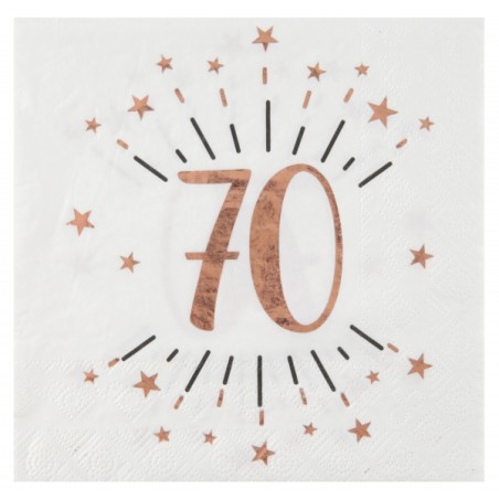 10 SERVIETTES ETINCELANTES 70 ANS ROSE GOLD 33 X 33 CM 