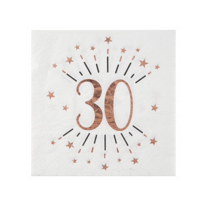 10 SERVIETTES ETINCELANTES 30 ANS ROSE GOLD 33 X 33 CM 10 SERVIETTES ETINCELANTES 30 ANS ROSE GOLD 33 X 33 CM