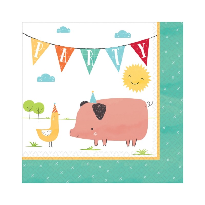 16 SERVIETTES HAPPY BITHDAY ANIMAUX DE LA FERME 33 X 33 CM 16 SERVIETTES HAPPY BITHDAY ANIMAUX DE LA FERME 33 X 33 CM