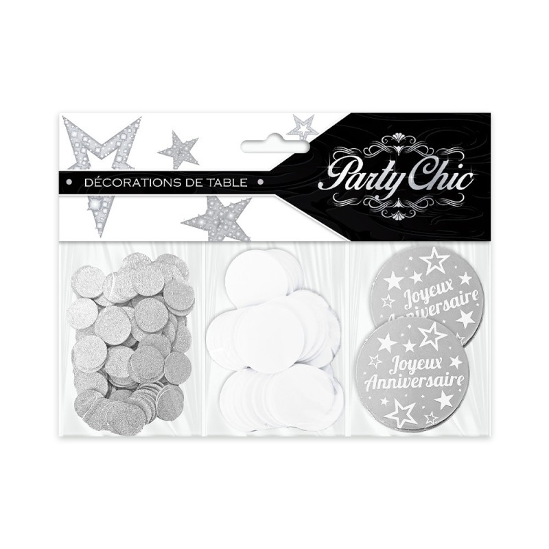 CONFETTIS ARGENT JOYEUX ANNIVERSAIRE CONFETTIS ARGENT JOYEUX ANNIVERSAIRE